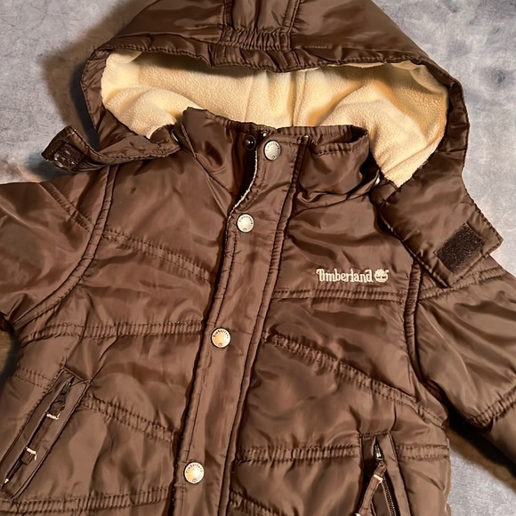 🥳 Host Pick 🥳 - Timberland Kids Parks Snap Front Removable Hood Jacket size 12M - Picture 1 of 16